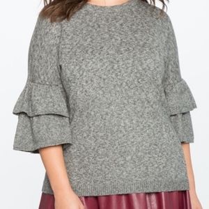 ELOQUII Tiered Ruffle Sleeve Sweater